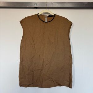 Women's Sleeveless Brown Blouse
